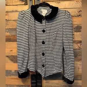 Eloquence‎ Vintage Houndstooth Blazer Velvet Detail